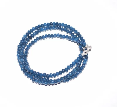 Blauer Saphir Gefärbt Edelstein 925 Silber 18 " Fadenhalskette 4.5 MM Facettiert - Bild 1 von 4