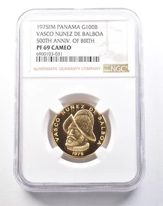 1975 Panama 100 Balboas Gold Vasco Nunez De Balboa 500th Aniv PF69 NGC *5345 - Picture 1 of 3