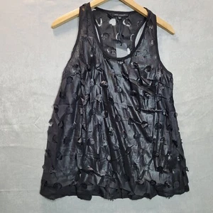 Qed London Blouse Women Size 10 Black Sleeveless Vest Tunic Top Halloween - Picture 1 of 9