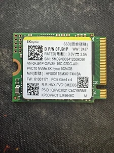 1TB 2230 NVMe SSD PVC10 SK hynix 0FJ91P PCIe 4.0 x4, ships from UK Seller - Picture 1 of 3