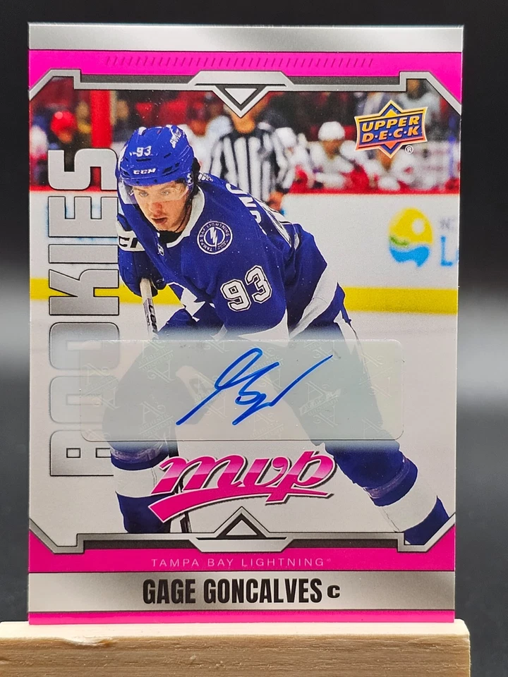2024-25 UD MVP Gage Goncalves RC Magenta Rookie AUTO Tampa Bay Lightning #235 - Image 1 of 2