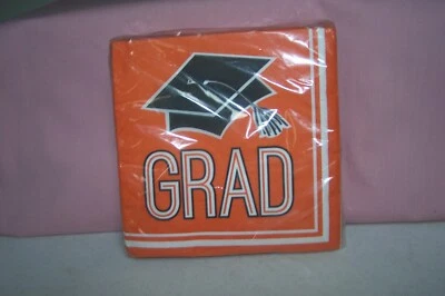 Graduation School Spirit Orange Beverage Napkins Paper 36 Pack Grad NEW in Pack - Image 1 of 3