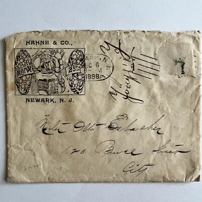 1898 US COVER HAHNE & COMPANY ESCENA NAVIDAD CON OVALADO NEWARK NJ CANCELAR  Foto 1 de 3