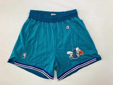 CHARLOTTE HORNETS 90s CHAMPION Basketball Shorts Sz L (36-38) Tourqouise Cover