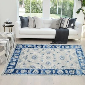 Modern Bohemian Soft Touch Rug 5x7 Area Rugs, Blue Silver and Gray 8x10 rugs - Picture 1 of 25