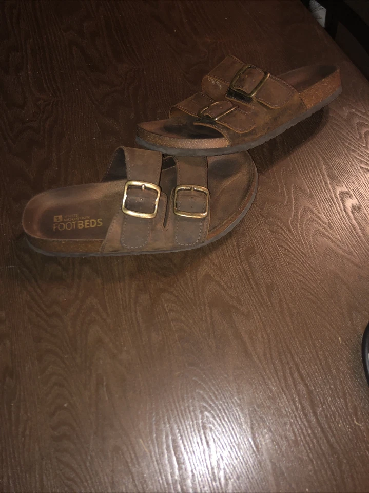 Sandalias de verano Helga de gamuza marrón claro con 2 correas para mujer talla W7 Foto 1 de 4