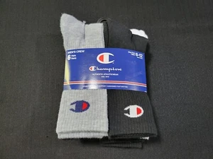 Champion Mens Crew  Socks 6 Pair Athleticwear Size 6-12 Cushioned Multi Color - Picture 1 of 8