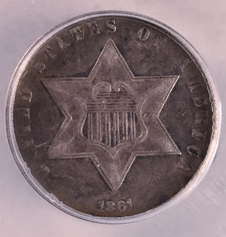 1861 Three Cent Silver - ANACS EF40 Cover