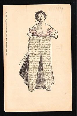 Newpaper Print Pants Plenty of Pants Puns New Bedford Flag 1905 MA Postcard 9v  - Image 1 of 2