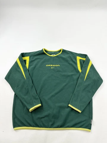 Oregon Ducks Sweatshirt Mens XL Green Long Sleeve Nike Fleece Center Swoosh Cover
