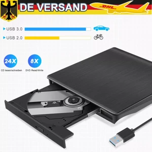 Externes CD/DVD Laufwerk USB-3.0 Brenner Player Für PC-Laptop Windows&Mac OS - Afbeelding 1 van 15