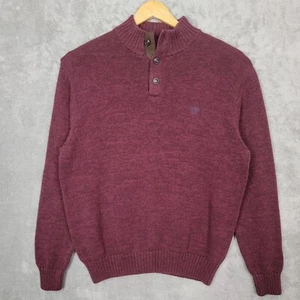 Chaps Mens Size Large Mock Neck Burgundy 1/4 Button Up Pullover Sweater - Picture 1 of 10
