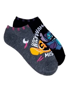 DISNEY LILO AND STITCH HALLOWEEN 2 PAIR NO SHOW WOMENS SOCKS NEW - Picture 1 of 1