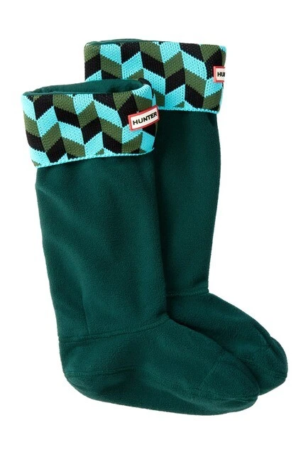 HUNTER Bota Calcetines Adulto MUJERES Botas Calcetín Talla MEDIANA 5-7 Azul Geométrico Nuevo en Caja Foto 1 de 1