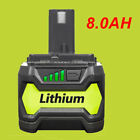 18V 8.0Ah For RYOBI ONE+ Plus P108 Lithium RB18L50 RB18L40 P104 Battery /Charger