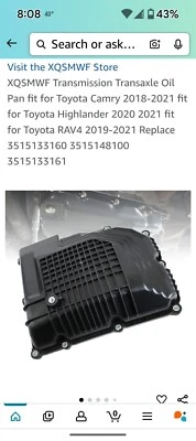 Bandeja de aceite de transmisión XQSMWF apta para Toyota Camry 2018-2021 apta para... Foto 1 de 4