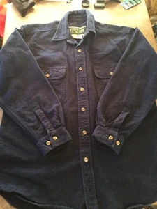 Field And Stream Mens Medium Blue Navy Long Sleeve Thick Cotton Button Up Shirt - Picture 1 of 8