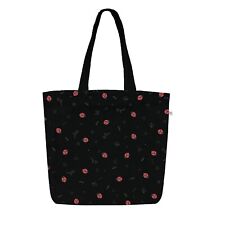 Stylish Tote Bag For Women With Zip Cotton Handbag Canvas Bags Bird Beetle Print