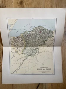 1893 Map Of Counties Of Elgin & Nairn Ordnance Gazeteer Of Scotland Mackenzie - Picture 1 of 1
