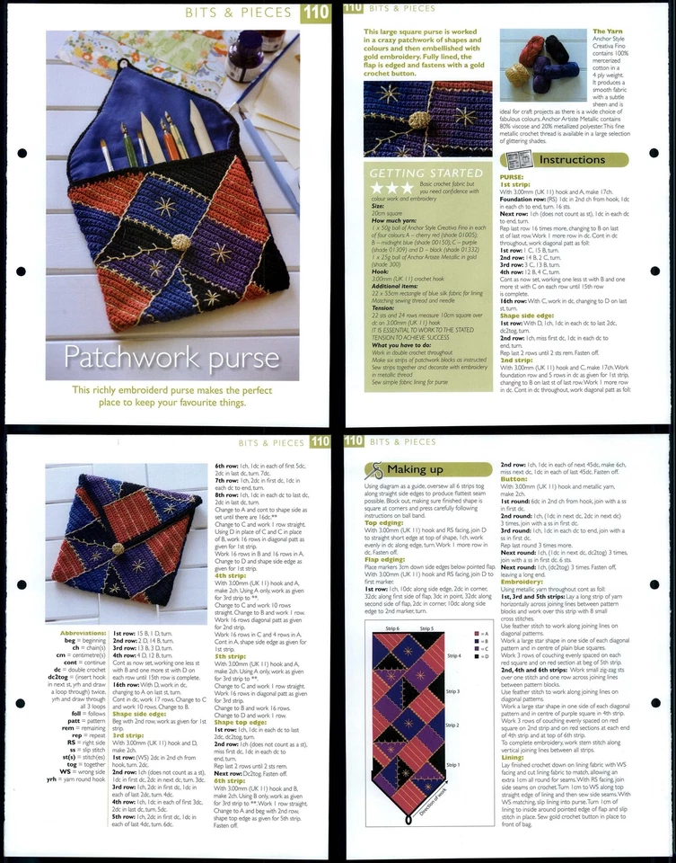 Patchwork Purse #110 Bits & Pieces - The Art Of Crochet 2 Page Pattern - Image 1 of 1