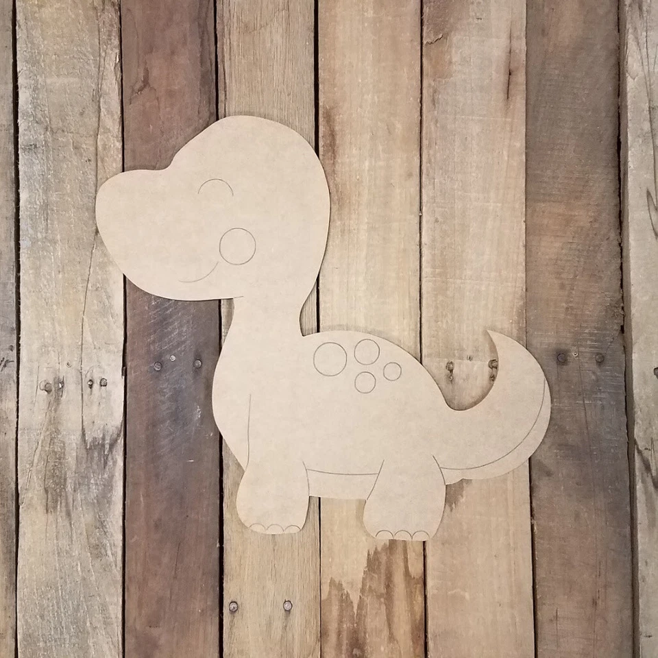 Baby Dinosaur Children's Cutout,DIY Craft Shape Engraved Wooden Paint by Line - Image 1 of 1
