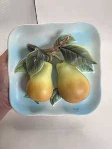 Plato de pared vintage Napco peras cuadradas 3D decoración colgante #C4118/m - Imagen 1 de 19