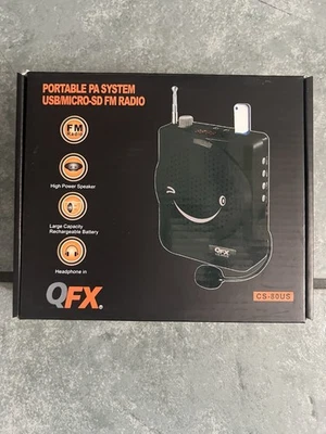 Sistema de megafonía portátil QFX USB/MICRO RADIO FM CS-80US (Nuevo) Foto 1 de 3