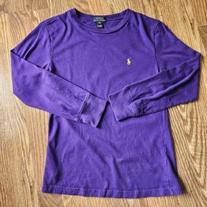 Polo by Ralph Lauren Boys Purple W/ Yellow Pony Logo Long Sleeve T-Shirt S (8) - Picture 1 of 4