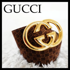 Gucci Interlocking Belt Women Leather Gold Buckle 34 in Used - Picture 1 of 8