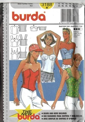 Burda 3188- Women's Top, Shirt, bustier corset top in Sizes 8-18 - Image 1 of 2