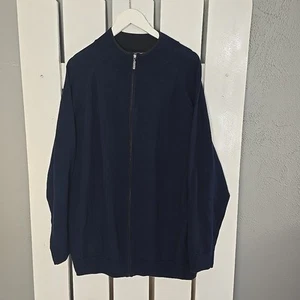 Jeremy Argyle NYC Merino Wool Full Zip Cardigan Jacket Navy Blue Men XXL Preppy - Picture 1 of 5