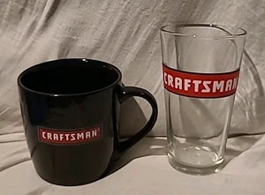 CRAFTSMAN TOOLS Übergroßer schwarzer Kaffeebecher & Bier Pint Glas Set ~ guter Zustand - Bild 1 von 7