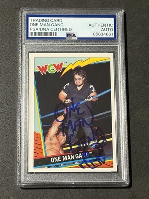 ONE MAN GANG 1992 TOPPS UK WCW SIGNED AUTOGRAPHED CARD PSA/DNA CERTIFIED - Image 1 of 2