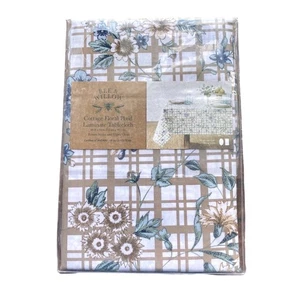 Bee & Willow Cottage Floral Plaid Laminated Fabric Oblong Tablecloth 60x84 New! - Picture 1 of 2