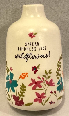Karma Spread Kindness Like Wildflowers! Ivory Ceramic Flower Bud Vase 4.75"H - Image 1 of 4