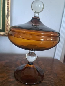 10" Glas Bernstein Karaffe Keine Chips oder Risse mundgeblasenes Glas - Bild 1 von 7