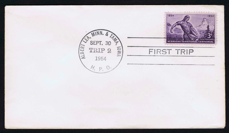 US #1060 ON 1954 H.P.O. 1ST TRIP COVER ALBERT LEA MINN & TAMA IOWA  (ESP#667) - Image 1 of 1