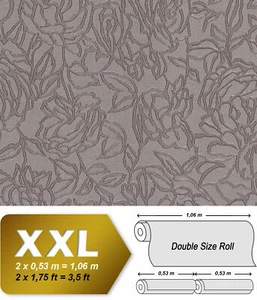 EDEM 9040-22 Blumen Tapete Floral glänzend grau braun 10,65 m2 - Picture 1 of 3