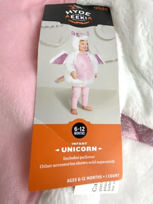 Unicorn Halloween HYDE AND EEK Furry White Hood/Wings Costume 6-12 Months - Image 1 of 4