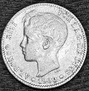 1900 Spain Una Peseta - silver - Picture 1 of 2