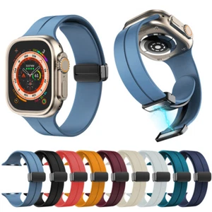 Magnetic Silicone Band iWatch Sports Strap for Apple Watch Ultra 49mm 9 8 SE 7 6 - Picture 1 of 21