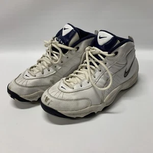 Mens Vintage 1999 Nike Air Flight Shoes Size 9.5 White & Navy Blue Original - Picture 1 of 10
