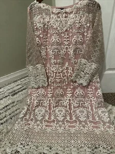 Pakistani Indian Net Shalwar Kameez Party Dress With Duppata Lager Bust 46 Xl - Picture 1 of 8