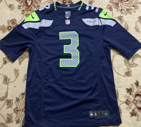 Nike On Field Russell Wilson #3 Seattle Seahawks Sewn NFL Football Jersey Mens L Cover