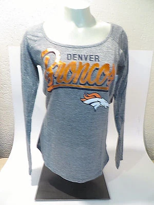 Camiseta Top Broncos Denver Fútbol Brillante Camiseta Gris Para Mujer Talla S Nueva Foto 1 de 4