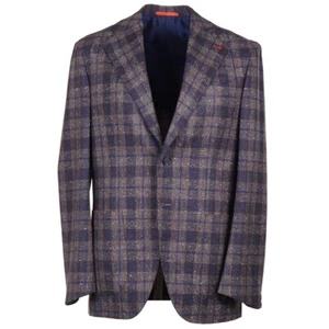 Isaia Woven Mélange Check Wool-Silk-Linen Sport Coat 40L Long  (Eu 50L) NWT - Picture 1 of 11