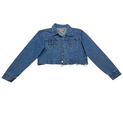 Carribean Joe | Chaqueta corta azul de mezclilla manga larga con botones | Para mujer talla M Foto 1 de 4