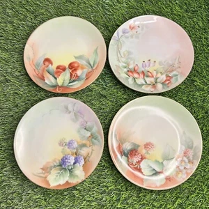 Vintage Silesia Porcelain Dessert Bread Plate Germany 6" Set 4 Hand Painted - Picture 1 of 16