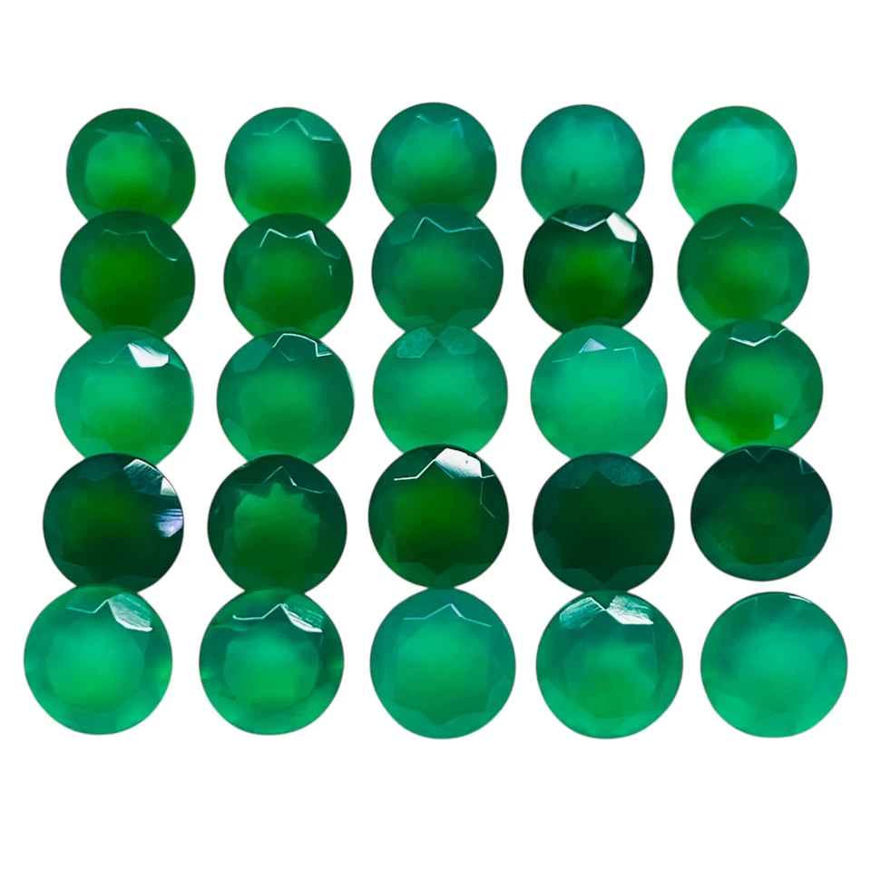 35 piezas piedras preciosas sueltas sin tratar de alta calidad de ónix verde natural de 8 mm de corte redondo Foto 1 de 4