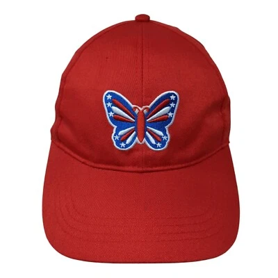 Sombrero Mariposa EE. UU. Correa Rojo Talla Única Ajustable Sólido Bordado Foto 1 de 4